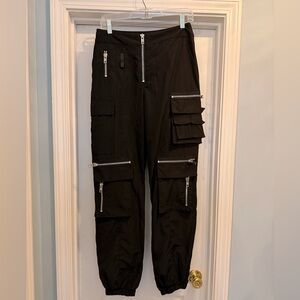 POSTER GIRL Black Women’s Cargo Pants with Multi-Zip Pockets